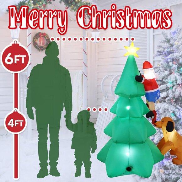 NEW 4FT Christmas Inflatable Santa Claus with Candy Cane, LED Lights - Picture 2 of 5